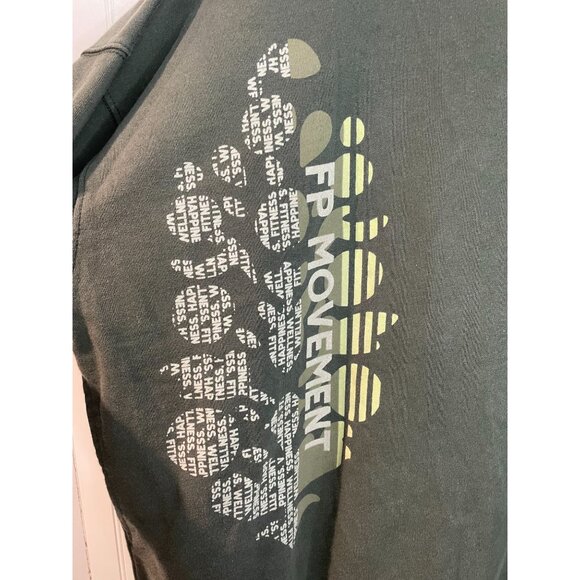 FP Movement Olive Green Oversized Sweatshirt W/ Abstract Graphic Design Sz L - Picture 6 of 16